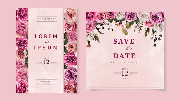 Flower marriage wedding invite card flower Save the date RSVP thanks