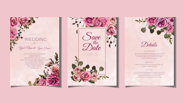 Flower marriage wedding invite card flower Save the date RSVP thanks