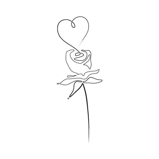 Flower one line drawing minimalist