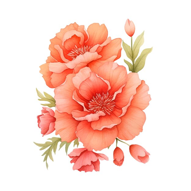 Vector flower orange color watercolor paint