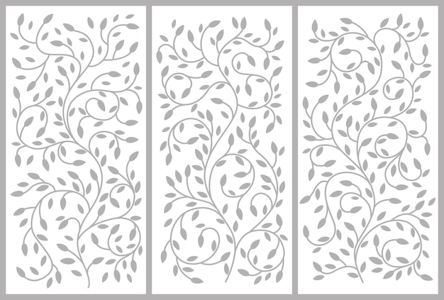 Flower ornament for a cabinet partitions doors furniture Bending growing branches and leaves