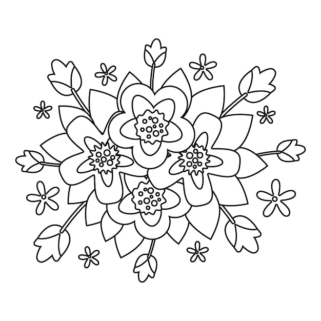 Flower outline black and white coloring page