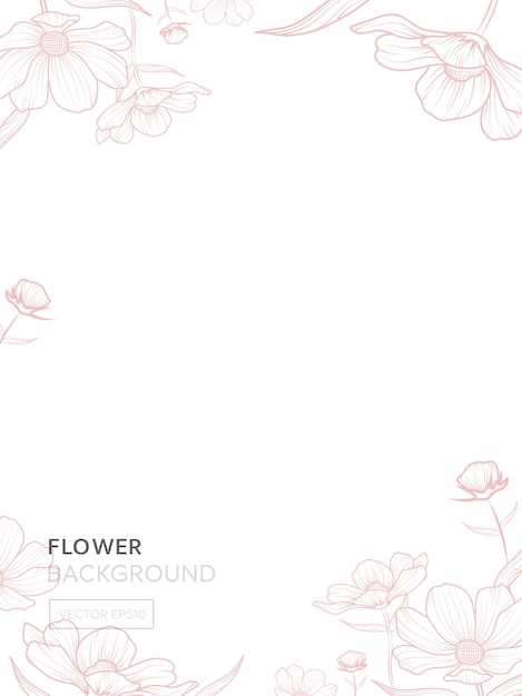 Flower outline vector border design background for book covers or cards