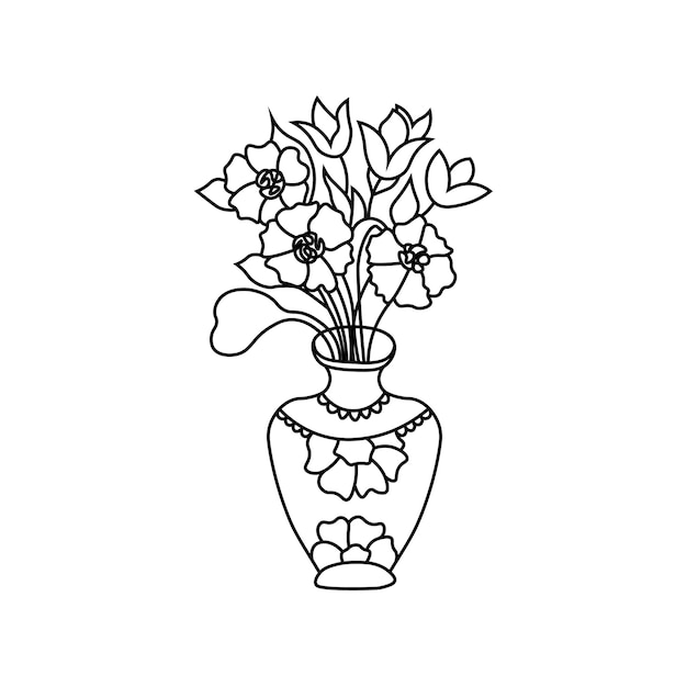 flower outline vector coloring page design floral illustration