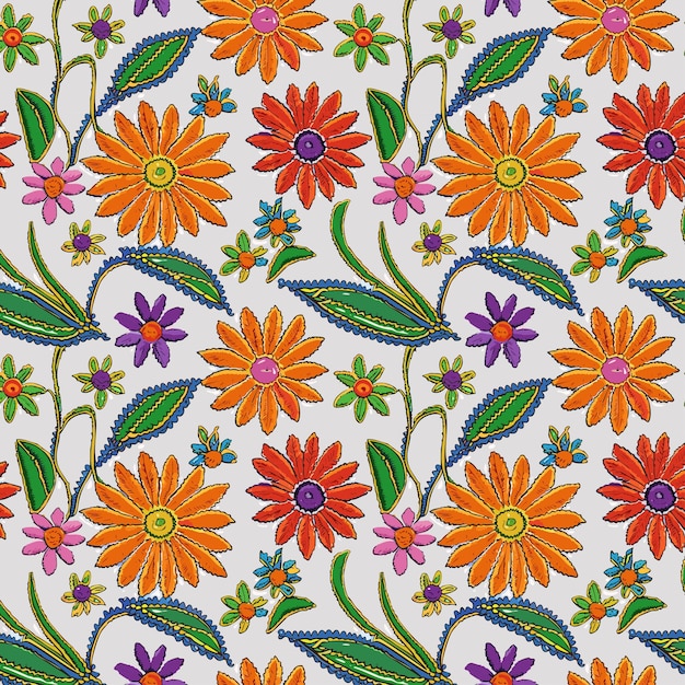 Flower pattern with leaves floral bouquets flower compositions floral pattern