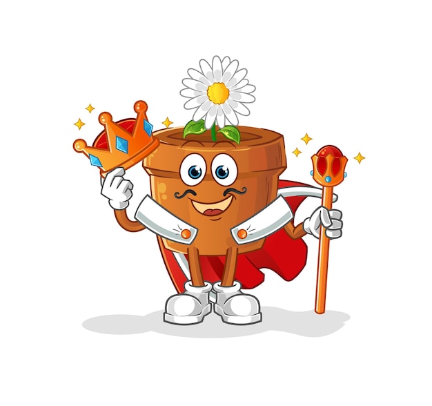 Flower pot king vector. cartoon character