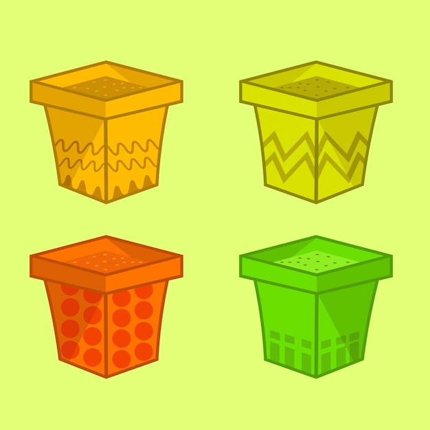 flower pot set with various motifs vector illustrations