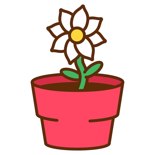 Flower in pot vector cartoon illustration isolated on a white background