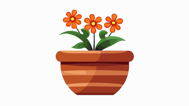 Vector a flower pot with orange flowers on a white background