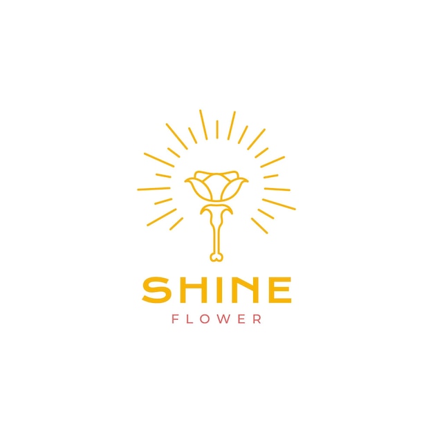 Flower rose gardening shine sunburst line minimal logo design vector