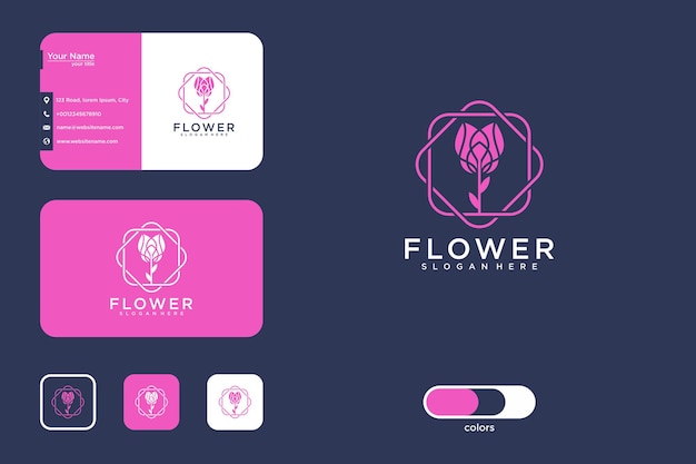 flower rose logo design and business card