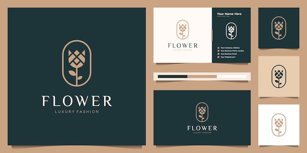 Flower rose luxury logo design and business card