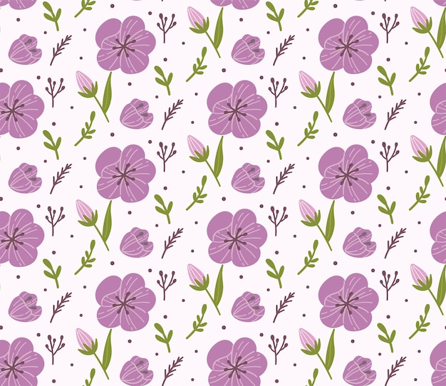 Flower Seamless Background, Nature Theme Fabric Motif, Floral Wallpaper, Scrapbook Element