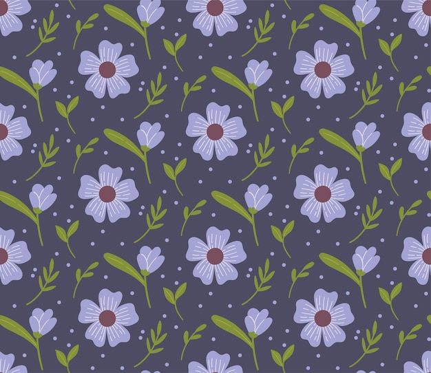 Flower Seamless Background, Nature Theme Fabric Motif, Floral Wallpaper, Scrapbook Element