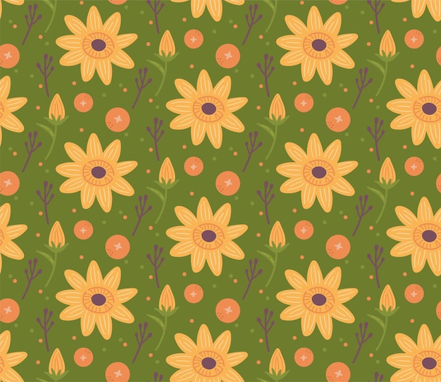 Flower Seamless Background, Nature Theme Fabric Motif, Floral Wallpaper, Scrapbook Element