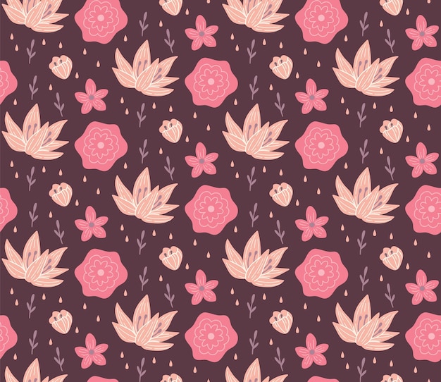 Flower Seamless Background, Nature Theme Fabric Motif, Floral Wallpaper, Scrapbook Element