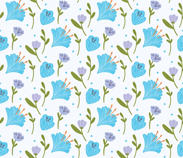 Flower Seamless Background, Nature Theme Fabric Motif, Floral Wallpaper, Scrapbook Element