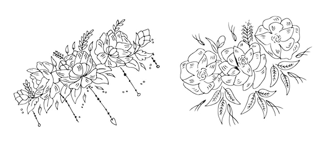 Flower sketch vector template