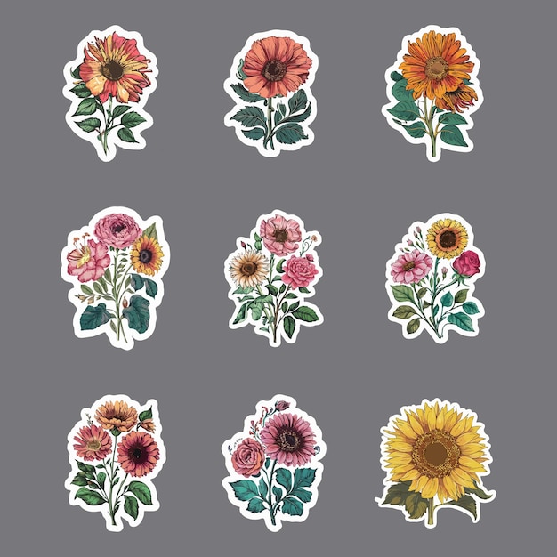 Vector flower sticker