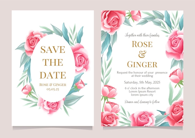 Flower theme invitation card template