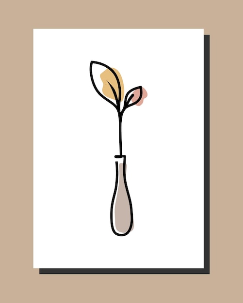 flower vase oneline Premium Vector