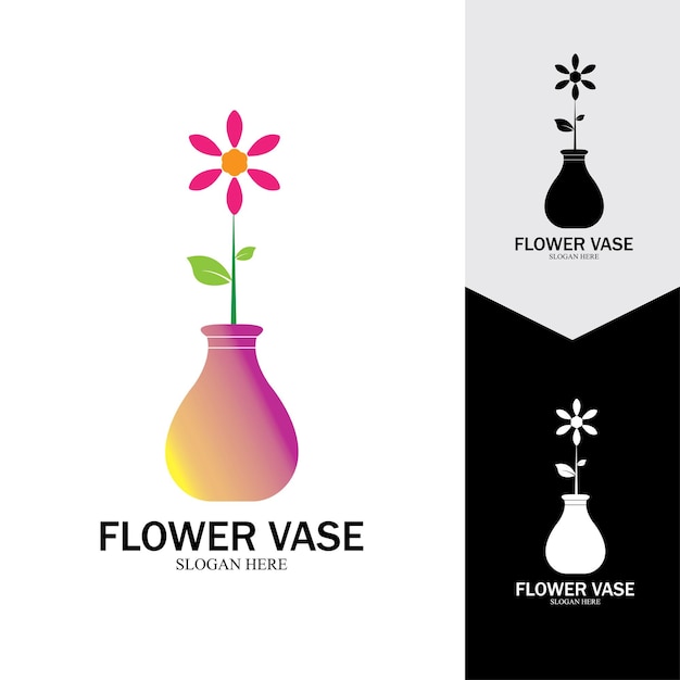 Flower vase vector icon