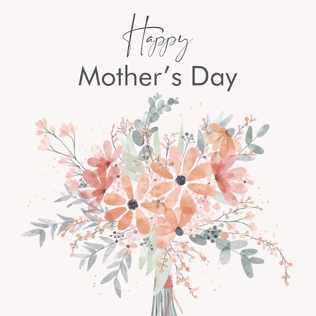 Flower vector Happy Mothers day greeting card Spring floral patterns for post card template design