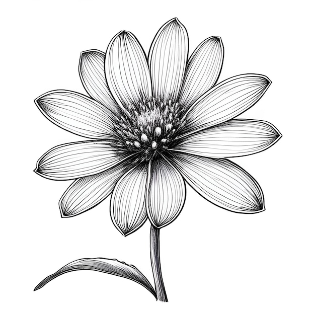 Flower vector Monochrome sketch drawing black and white monochrome engraving style