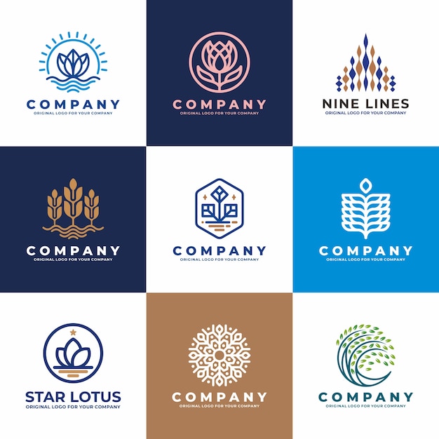 Flower, water, plant, business logo design collection.