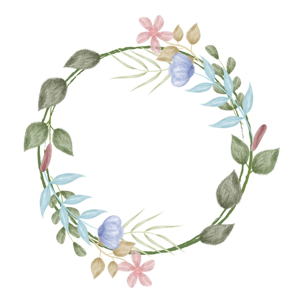 flower watercolor circle frame