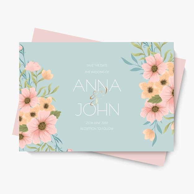 Flower wedding invitation card