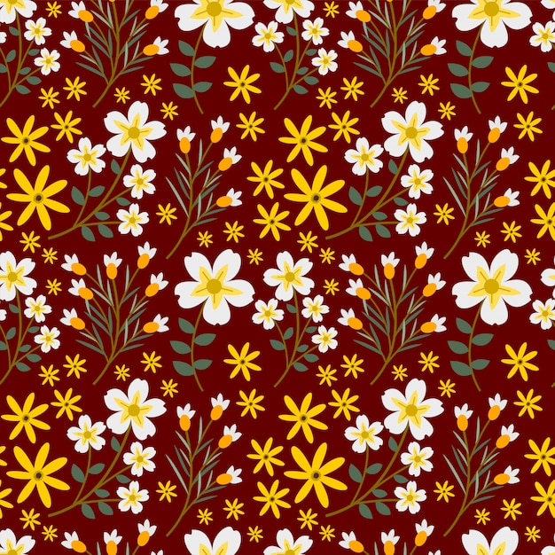 Flower White and Yellow Seamless Pattern