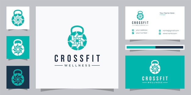 Flower with fitness logo design and business card