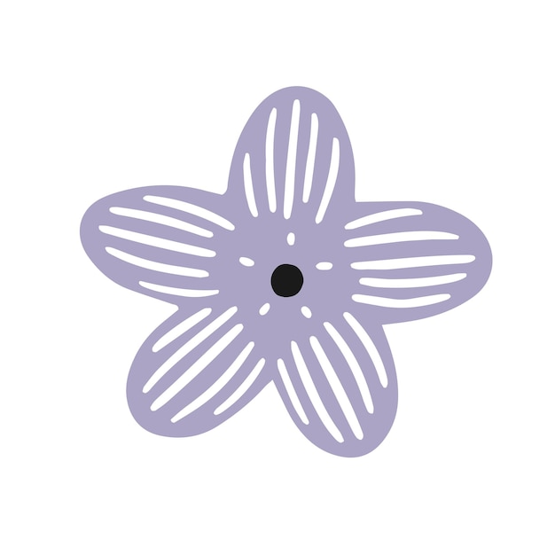 A flower with five petals in doodle style Vector isolated flower illustration