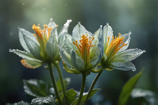 a flower with rain drops on it and the rain drops on it