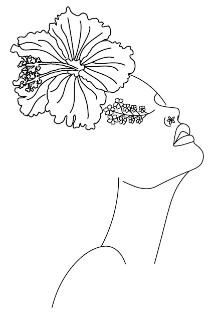 Flower woman line drawing