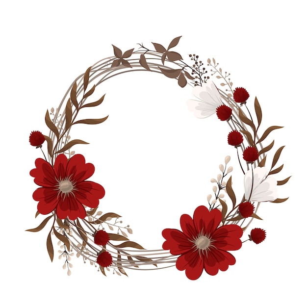 Flower wreaths drawing - red flowers