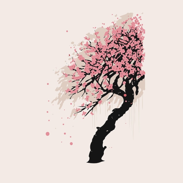 Vector flowering cherry angiosperm tree