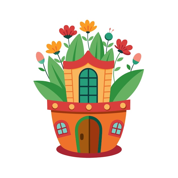 Vector flowerpot houseplant vector illustration