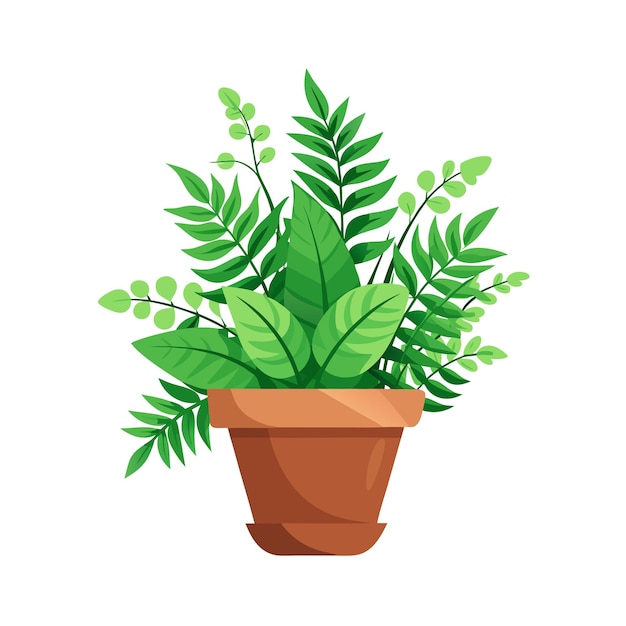 Flowerpot Houseplant Vector Illustration