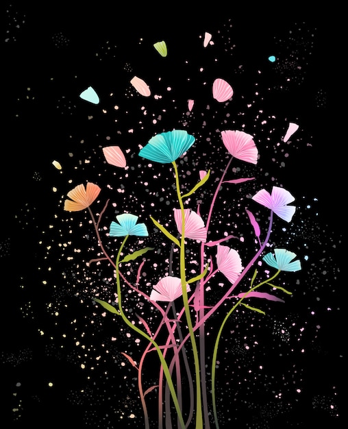 Vector flowers arrangement with petals background 