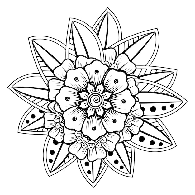 Flowers in black and white Doodle art for coloring book