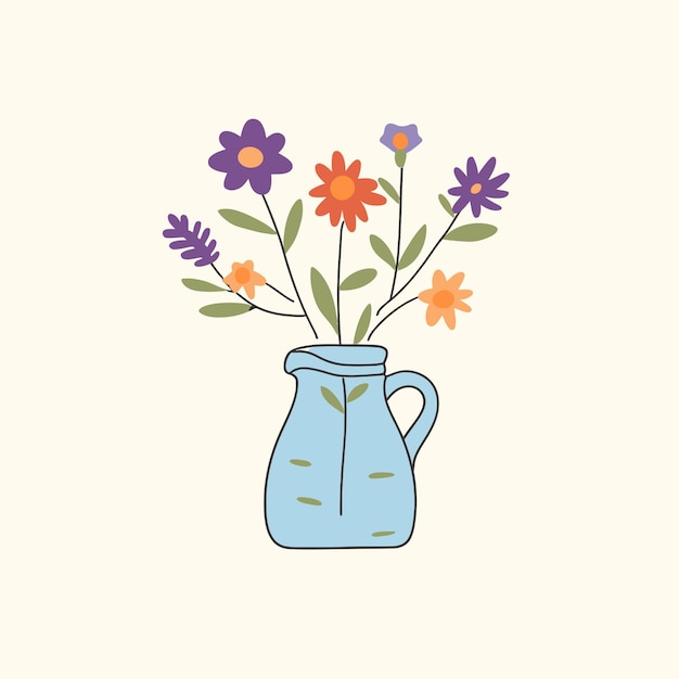 flowers on bottle and pots