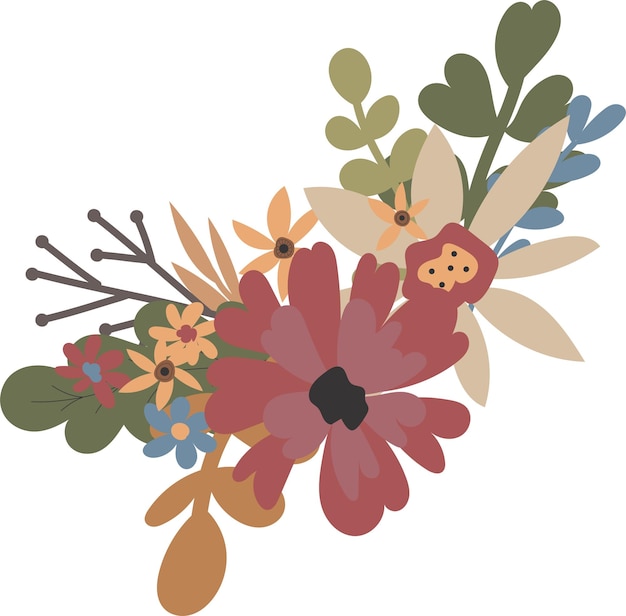 Flowers Bouquet of flowers Flat illustration Set of vector flowers