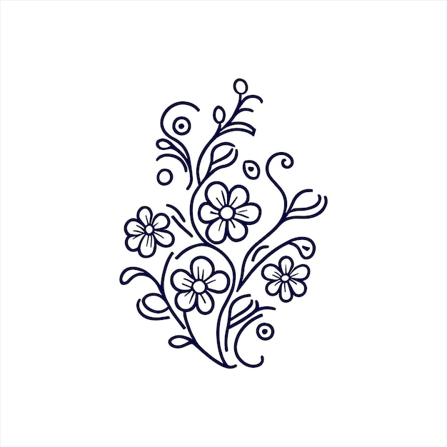 Flowers bouquet outline Coloring books page for adults or children Flat Vector Illustration