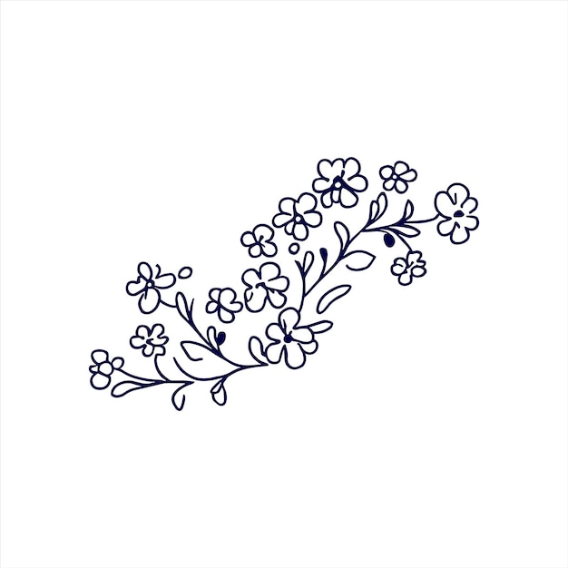 Flowers bouquet outline Coloring books page for adults or children Flat Vector Illustration