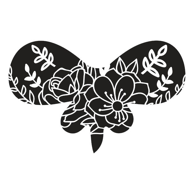 Vector flowers and butterfly svg design floral butterfly silhouette set vector monochrome illustration