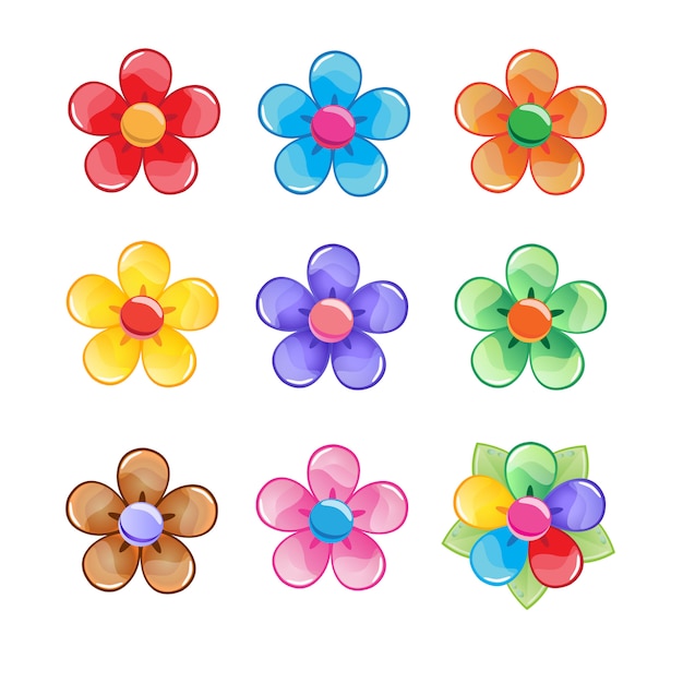 Flowers Color icon set. 