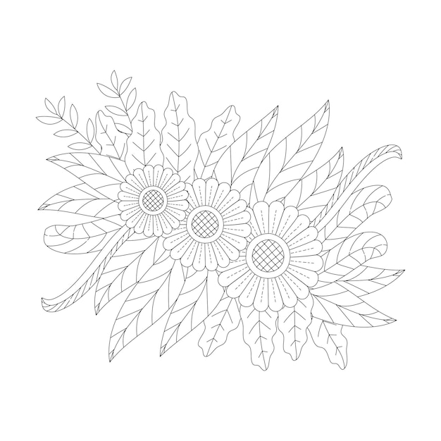 Flowers coloring page KDP interior