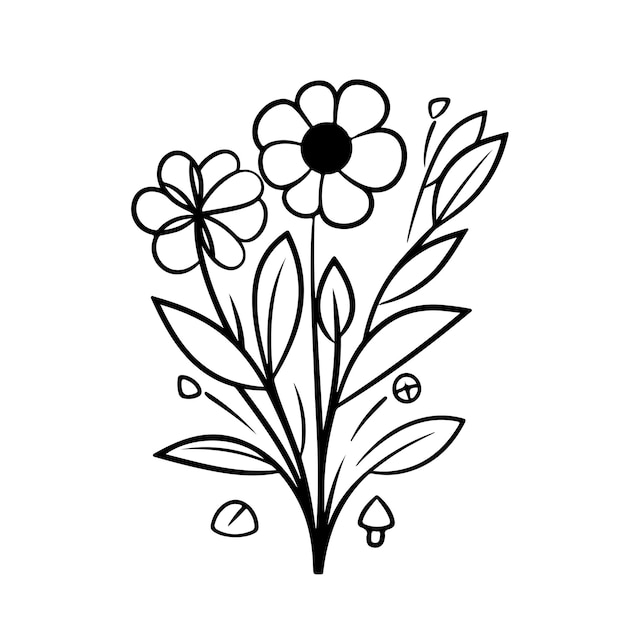 flowers coloring page line drawing day